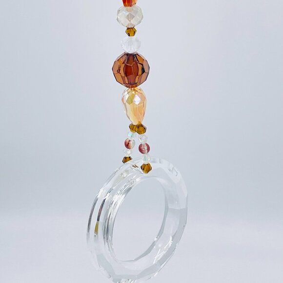 Beaded Suncatcher - Brown Butterfly - Clear Crystal Ring  -  Indoor/Outdoor - Picture 3 of 13